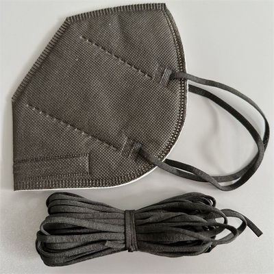 A orelha elástico elástica dá laços do Spandex preto do poliéster de 4mm no cabo liso para a máscara protetora 3D