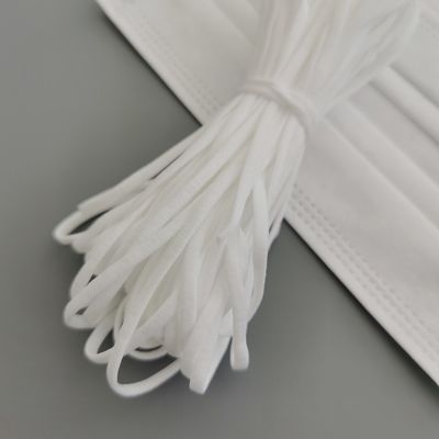 a orelha elástica 5mm branca de 3.5mm dá laços na faixa da corda para a máscara protetora descartável