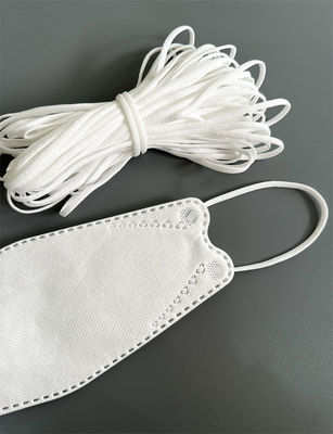 do cabo elástico liso do laço da orelha de 5mm Spandex branco Earloop do poliéster para a máscara 3D coreana