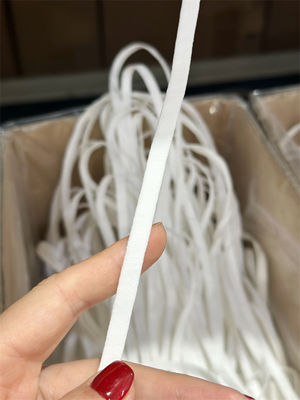 laço liso da orelha do Spandex do poliéster de 6.5mm para a máscara protetora N95 branca